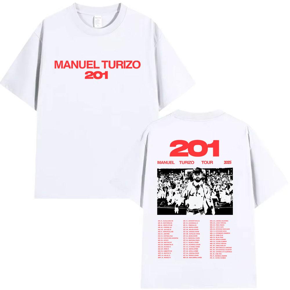 Manuel Turizo 201 Tour Graphic T Shirts Mens Hip Hop Gothic Short Sleeve Tshirt Pop Fans Clothing Oversized Cotton Tshirt