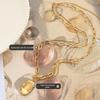 Gold Plated Titanium Steel Double Layer Irregular Pendant Necklace - European & American Hip Hop Style Clavicle Chain