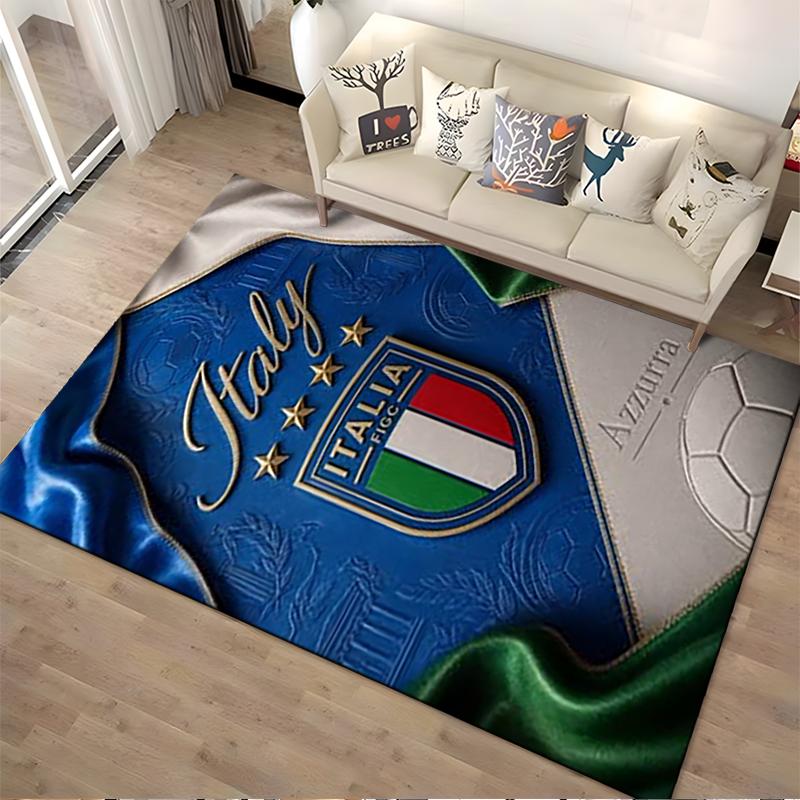 Italy Football Crest Design Rug Non-slip Rug Suitable for Living Room and Bedroom Sofas.