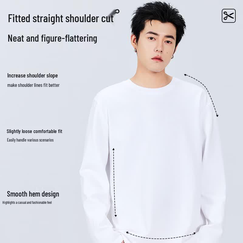 MINISO Men's Pure Cotton Casual Long-Sleeve T-Shirt