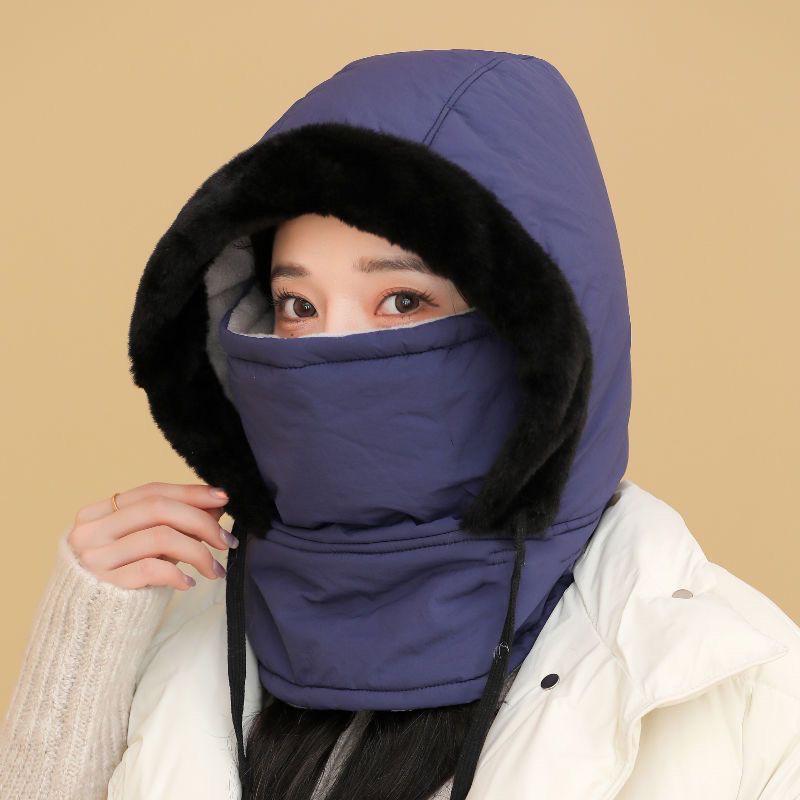 Winter Warm Fleece-Lined Hat with Ear Flaps, Face Mask & Neck Warmer - Windproof Cold Weather Gear for Men & Women Cycling Outdoors