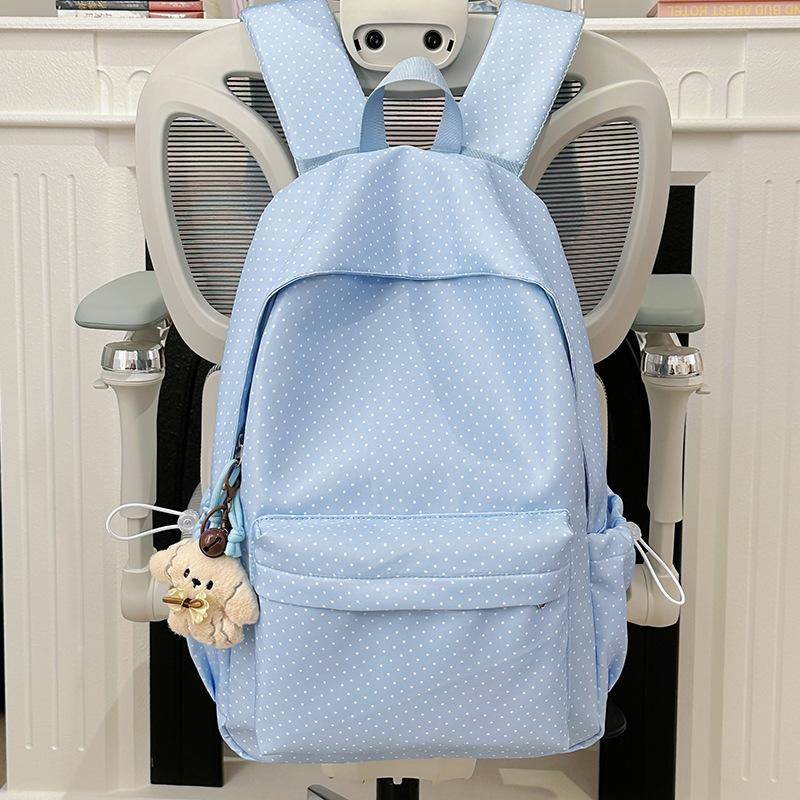 Schoolbag new high-value Japanese ins fresh and sweet polka dot backpack junior high school students lightweight large-capacity backpack