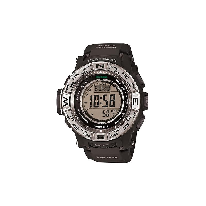 Casio PRO TREK Series - Disc Digital Display 200 Meters Waterproof Solar Atomic Digital Watch Solar Quartz Movement Resin Strap Japanese PRW-3500-1CR чёрный