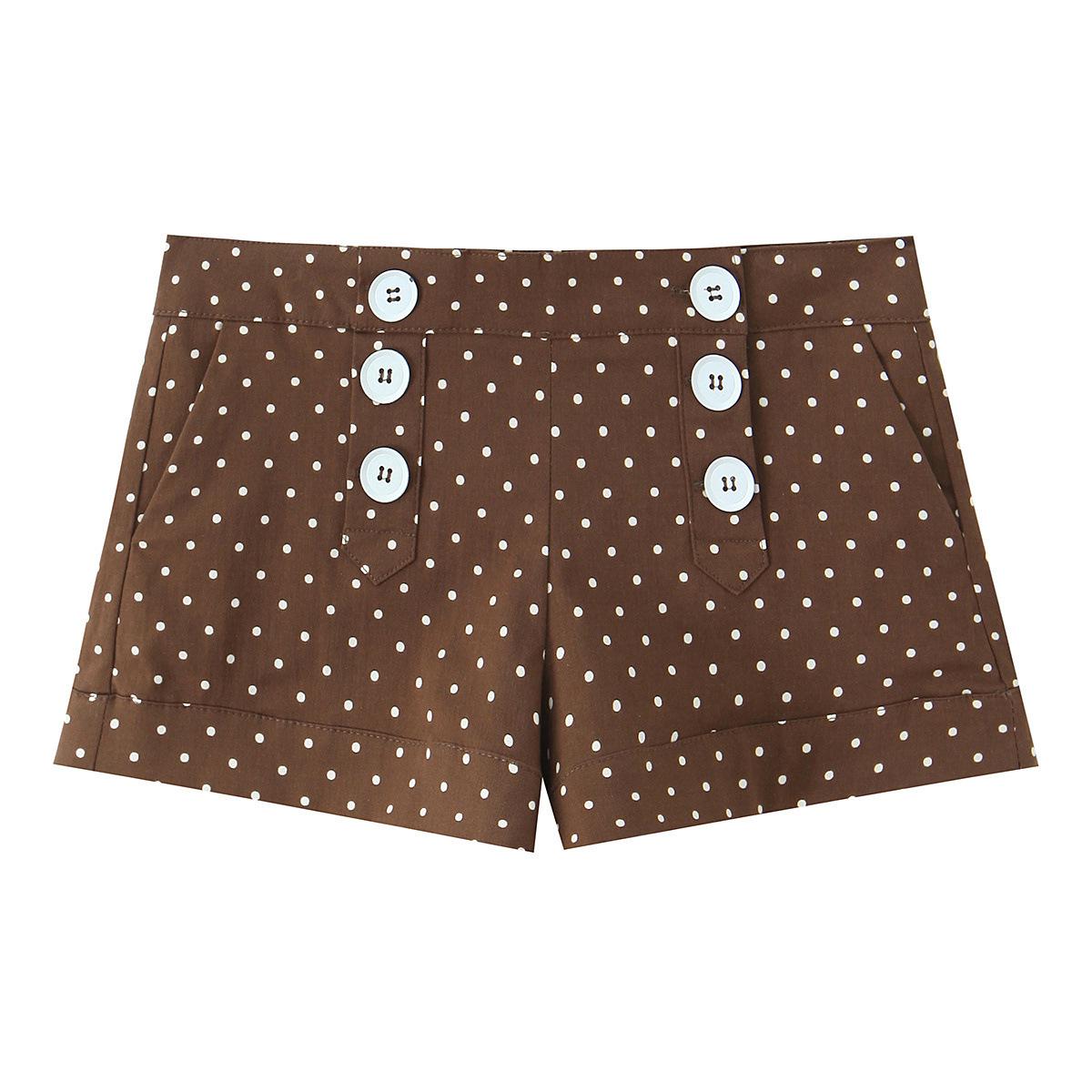 European & American Style Polka Dot Poplin Top and Shorts Set S