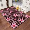 Geometric Pink and Black Pattern Carpet for Modern Living Room Decor Suitable for use as an anti-slip for living room bedroom sofas