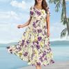 Women's Casual Loose Bohemian Floral Print Short Sleeve Dress
