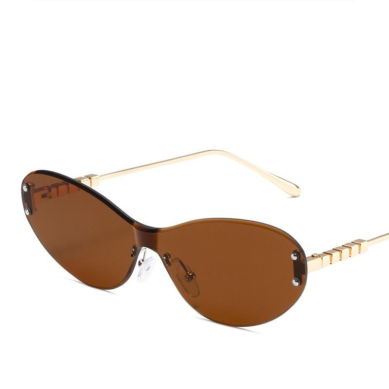 Non-polarized Wrap Around Rimless Sunglasses for Women Men Fashion Ins One-piece Shades Trendy Shield Design Gradient Lens