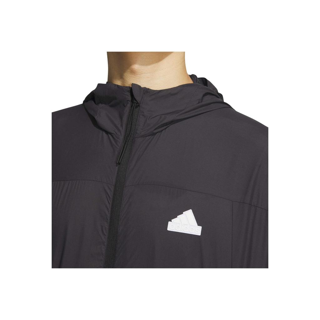 Adidas Printed Logo Long Sleeve Hooded Jacket Men Tops Black IT3940