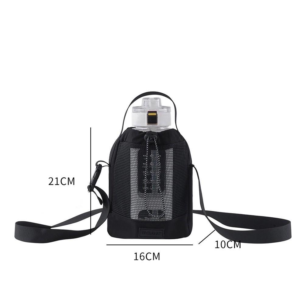 

Mesh Water Bottle Carrier Bag Adjustable Shoulder Strap Crossbody Bag New Front Pocket чорний