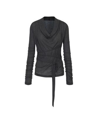 PAINORPLEASURE Lily Cowl Ribbon Top Charcoal