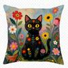 1/4Pcs Black Cat Floral Pillowcases For Cozy Decor Sofa Cushion Cover Home Bedroom Room Decoration