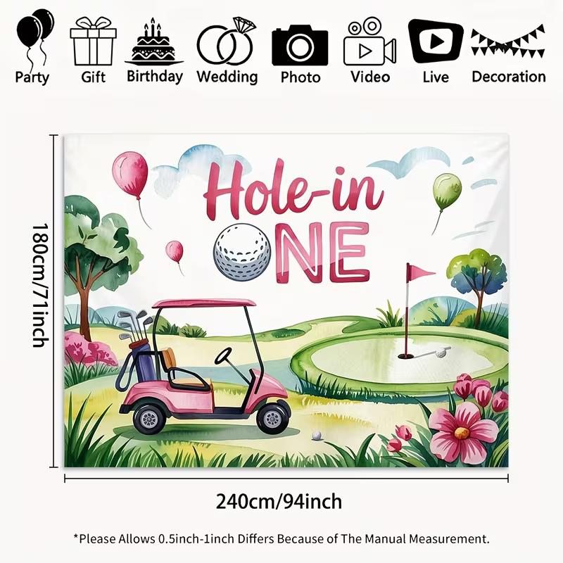2D Cute Golf "Hole-in-One" Backdrop for First Birthday Party Decoration