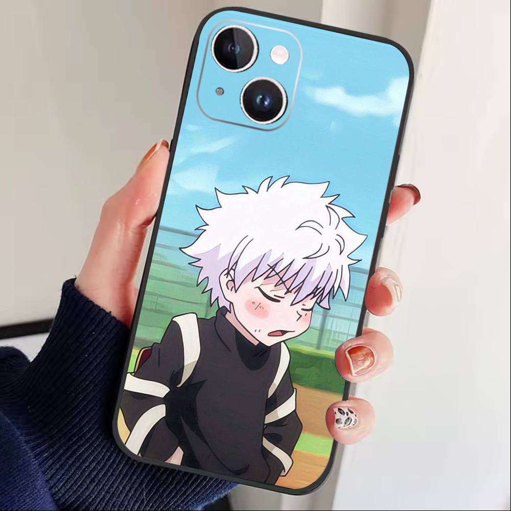 D-Killua Zoldyck H-Hunter X Hunter Phone Case For iPhone 17 16 15 14 13 12 Max Plus Silicone Black Cover