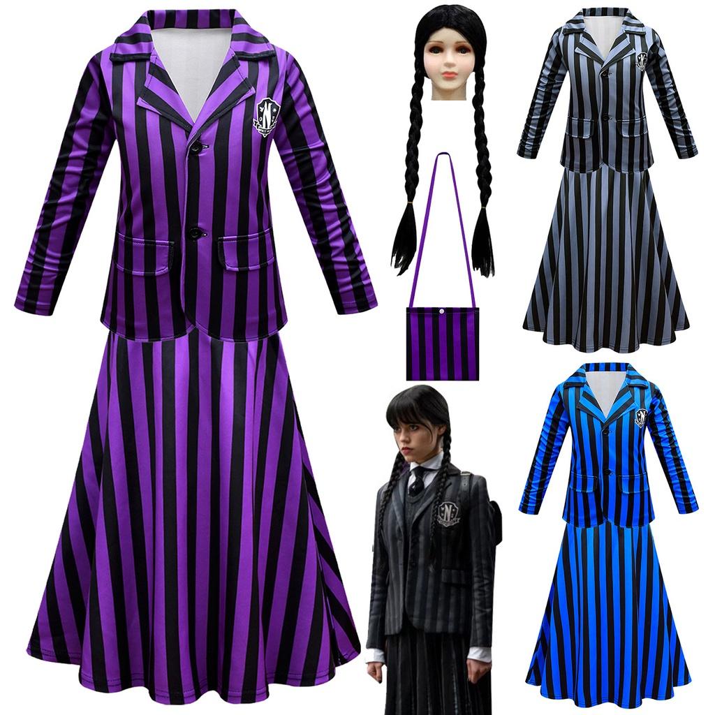 Stylish Wednesday Addams Enid School Uniform Party Dress For Girls
