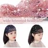 Fashion Women Wide Brimmed Headband With Pearl Decoration Turban Headband Hair Accessories Breathable Workout Lace Large