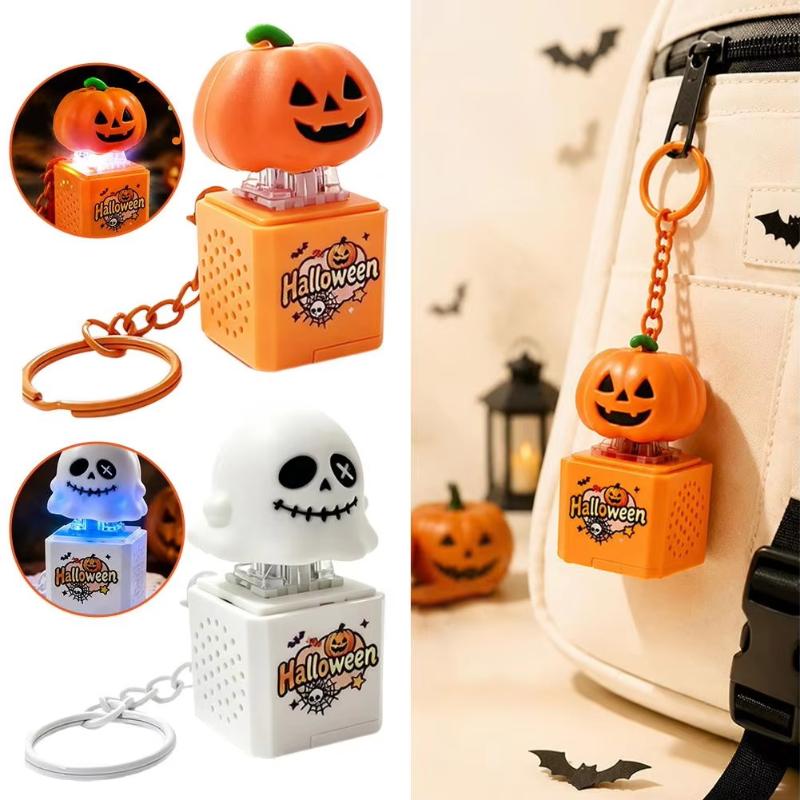 Halloween Pumpkin Ghost Sound Fidget Keychain Decompression Funny Charm Portable Stress Reliever for Backpack Decoration