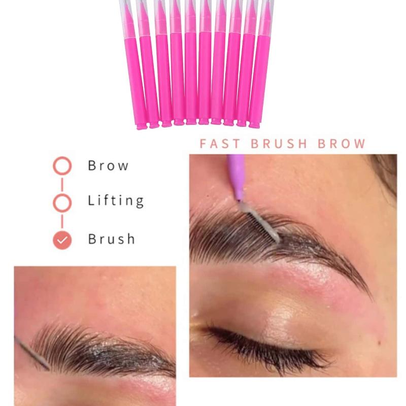 

10 шт./набор Мини одноразовая кисть для бровей, Гибкий микро аппликатор для туши, Инструмент для макияжа розовый