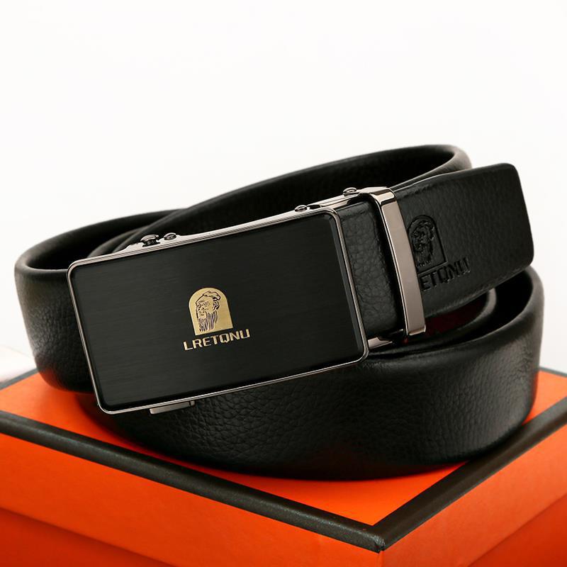 Men'S Cowhide Belt Automatic Buckle Genuine Leather Belt Business Belt Gift Box Belt