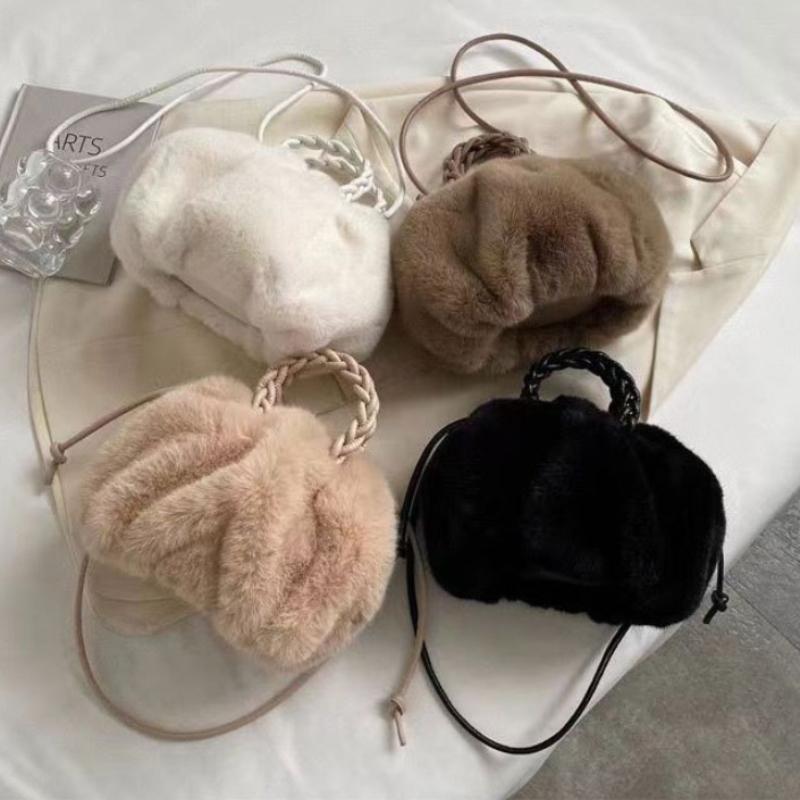 Modische, hochstrukturierte, gewebte Griffe, Wolkenplüschtasche, große Kapazität, Kunstpelz, Handtaschen für Mädchen, süßer Kürbis, Herbst/Winter, neue, vielseitige Damen-Umhängetasche