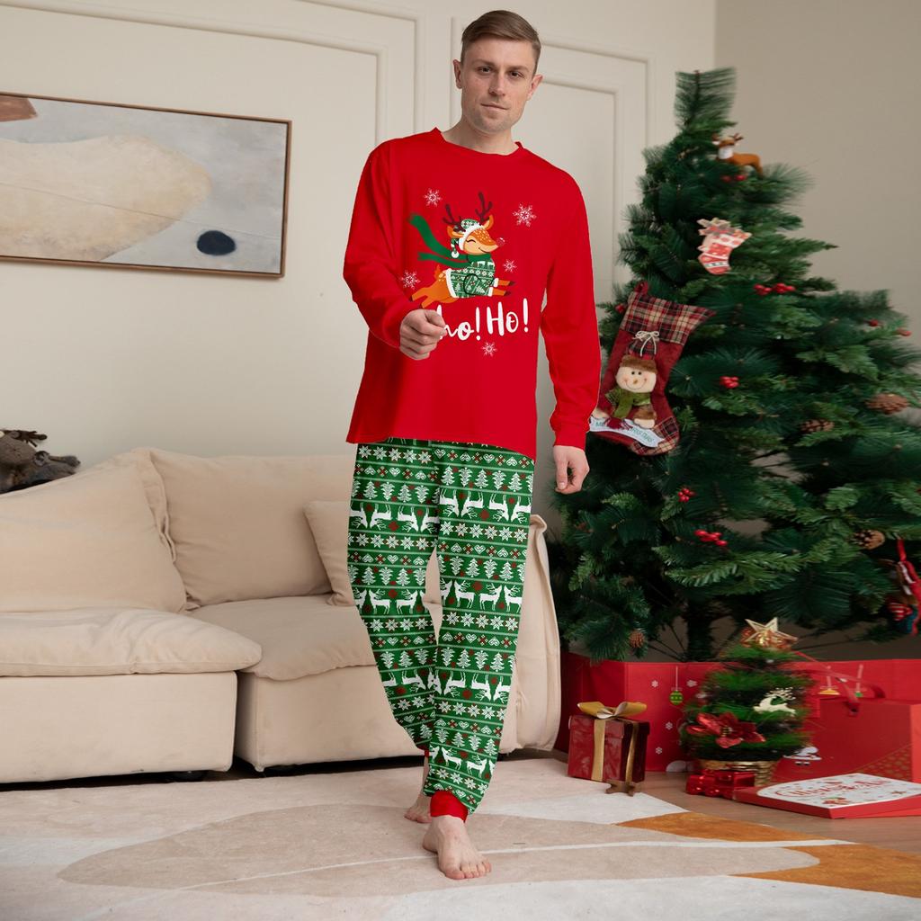 Lässiger und modischer Weihnachts-Eltern-Kind-Anzug mit Hirsch- und Buchstabenprint Hauskleidung