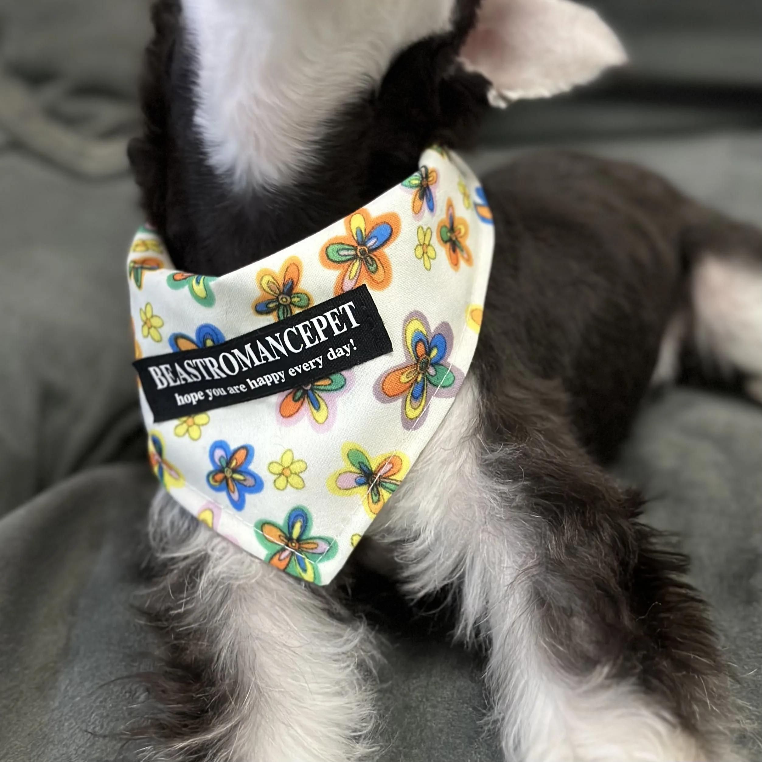 

Triangular Bandage for Pet Dog Cat Washable Scarf Bandana Collar Bibs Cat Neck Decor Birthday Party Dress Up Pet Supplies S цветочный