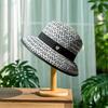 (One Size, White) Womens Straw Sun Hat Elegant Patchwork Bucket Hat Summer Foldable Travel Cap for Outdoor Beach