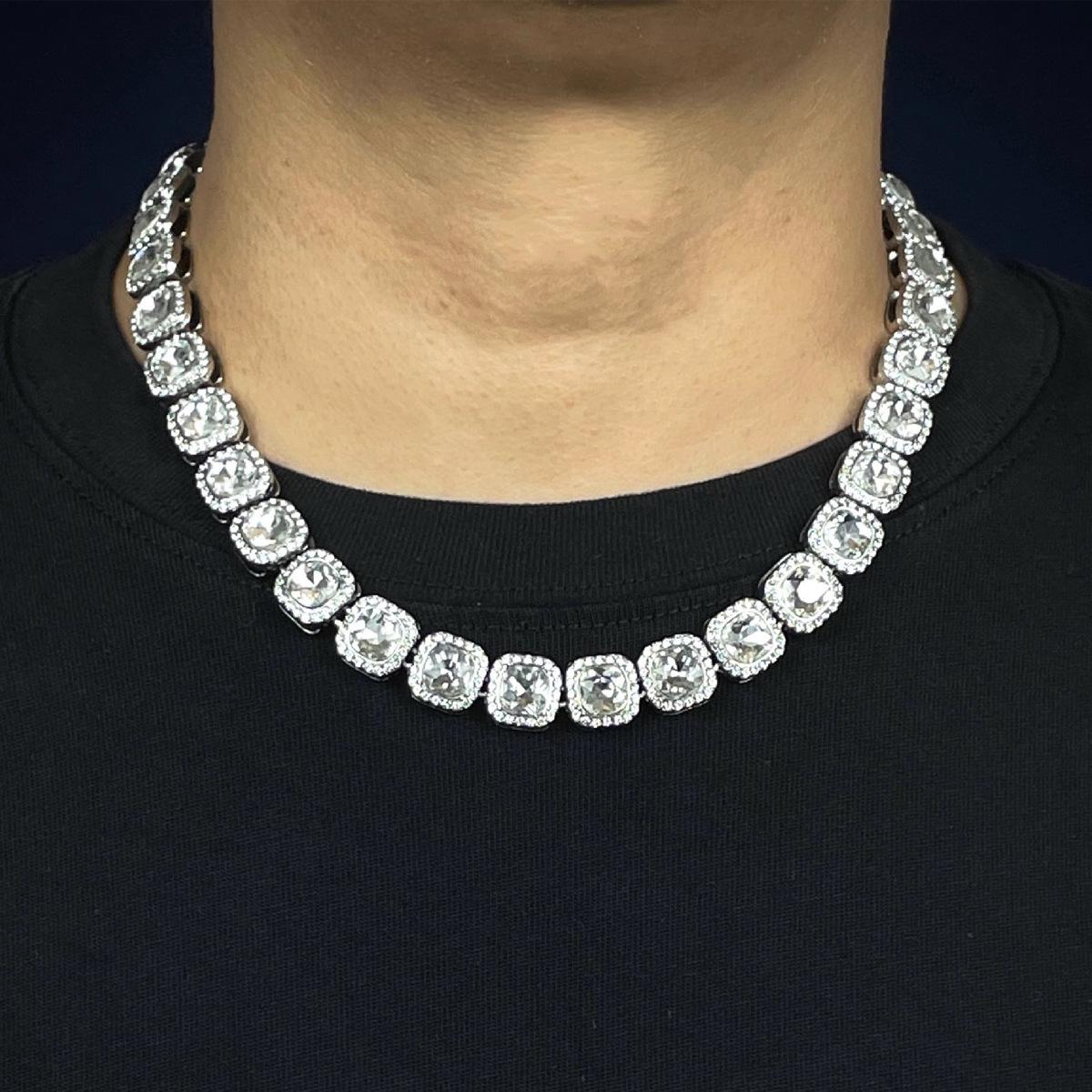 

Iced Out Hip-hop Silver Diamond 13mm Sugar Cube Necklace