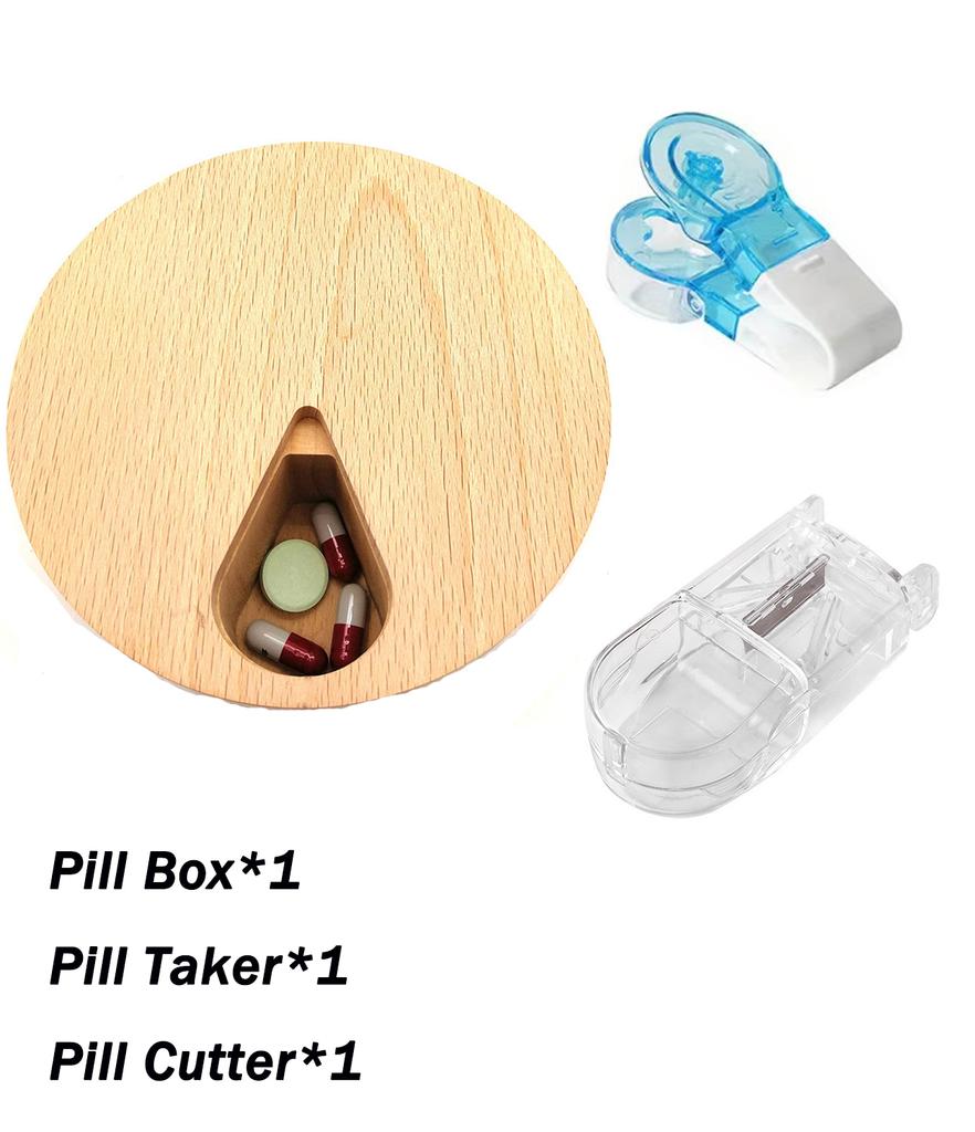 Wood Pill Box 7 Grids Medicine Tablet Dispenser Storage Case Portable Travel Weekly Drugs Container Holder