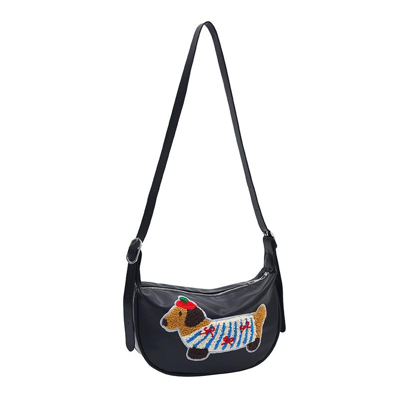 

Осенне-зимняя сумка для собак таксы, студенческая милая маленькая сумка-мессенджер для женщин 2024 года, новая сумка на одно плечо в стиле колледжа чёрный