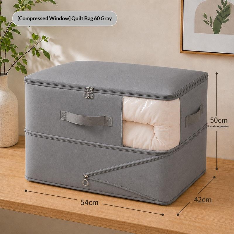 Nonwoven Fabric Clothes Storage Organizer With Clear Window Sturdy Handles Large Capacity For Closet Bedding Storage