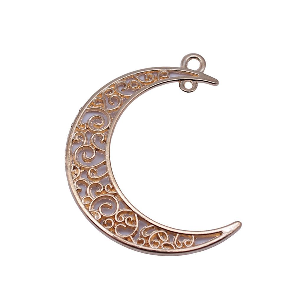 Irregular Oval Frame Connectors Moon Hammered Texture Links For Earring Making