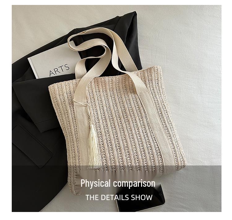 Woven Straw Crossbody Shoulder Bag - Large Capacity, Casual & Versatile Women's Summer Handbag