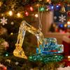 Faux Crystal Construction Truck Ornament Christmas Tree Colorful 2D Flat Acrylic Construction Vehicle Hanging Decoration Pendant
