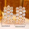 Trendy Rose Gold Color Wide Band White Zircon Paved Huggie Hoop Earrings for Women Daily Party Gift