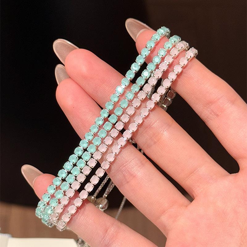 Elegant Mint Green Zirconia Stackable Bracelet for Women – Versatile, Simple, Exquisite Hand Jewelry