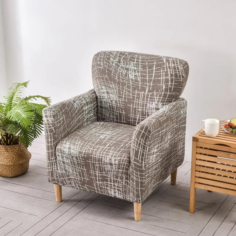 1Pc Printed Soft Armchair Covers Elastic Club Tub Chair Slipcovers Single Sofa Covers Home Bar Counter El