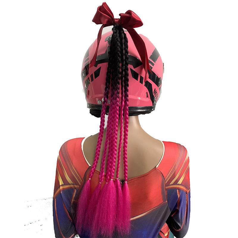 New Helmet Dirty Braids Motorcycle Woman Braids Wig Multicolor For Motorbike Helmets Decoration Punk Ponytail Headwear Universal
