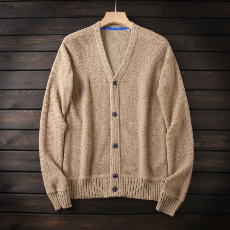 Italian Order! Ultra-Fine Fleece + Alpaca Wool! High End Men's Autumn and Winter V-neck Knit Cardigan Sweater Outerwear