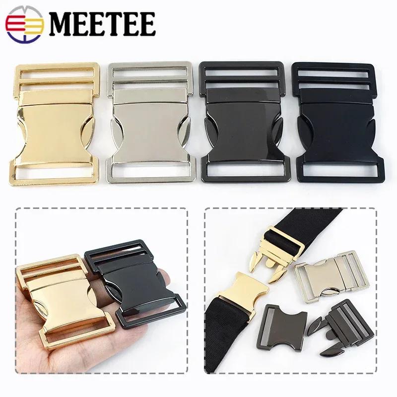 2Pcs Meetee 20/25/32/38mm Metal Side Release Buckles Adjust Clasps for Bag Belt Dog Collar Hook Buckle DIY Sewing Accessories