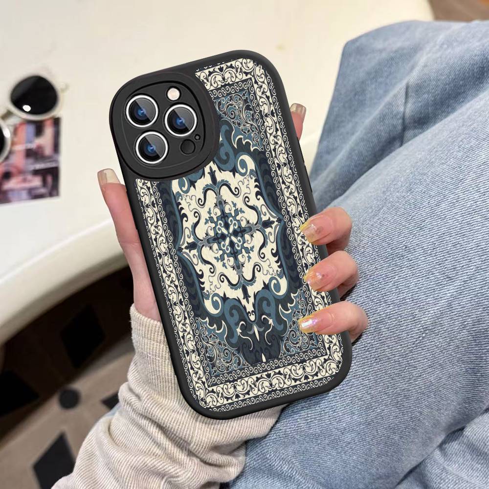 Persian Carpet Floral Pattern Phone Case For IPhone 16 15 14 13 12 11 Pro Max Plus Leather Shockproof Cover
