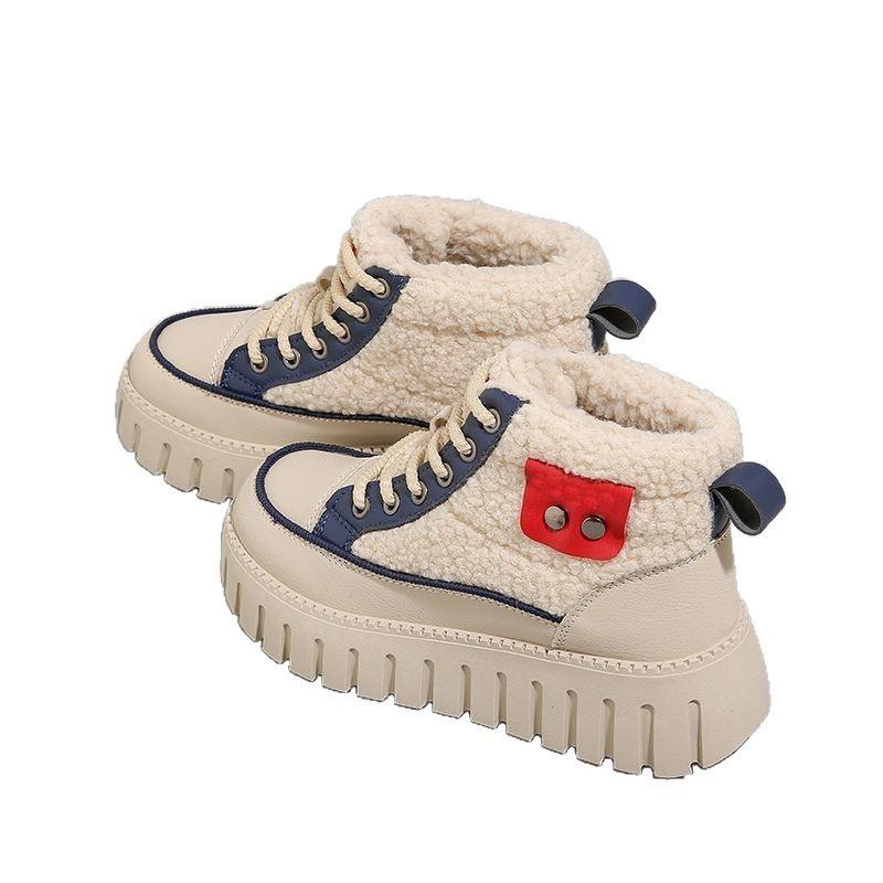 Winter Velvet High-top Snow Boots Thick-soled Heightening Thickened Thermal Cotton Shoes Casual Short Boots
