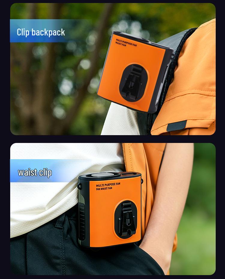 Portable Mini Waist Fan with Ice Pack & LED Light for Outdoor Use