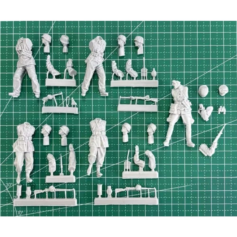 1/35 Scale Die-Cast Resin Figure Model Kit WWII Infantry Soldiers 5 Figures (No Vehicle) Unassembled and Unpainted