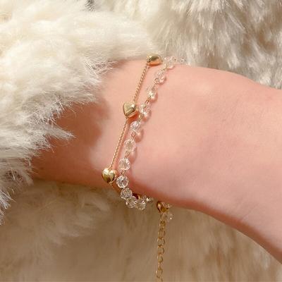 Luxury Fashion Double Love Bracelet Transparent Bracelet for Women Adjustable Bracelet Romantic Wedding Party Jewelry Gift