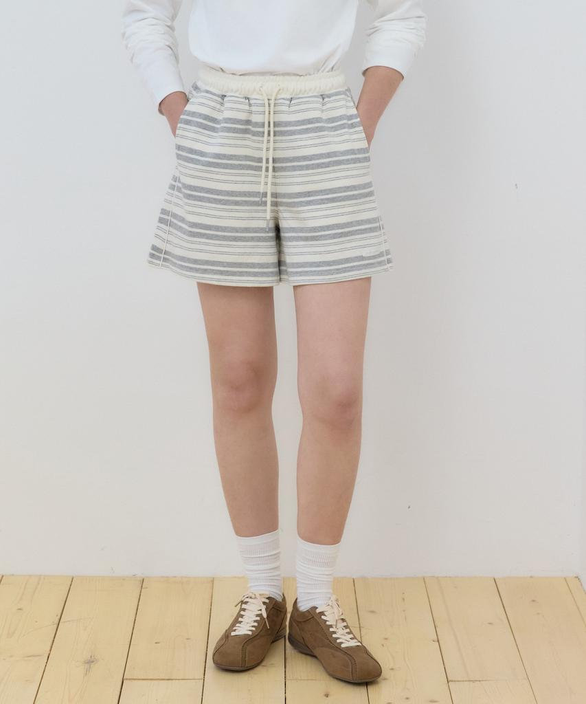 OURHOPE Pico Stripe Sweat Shorts - Grey