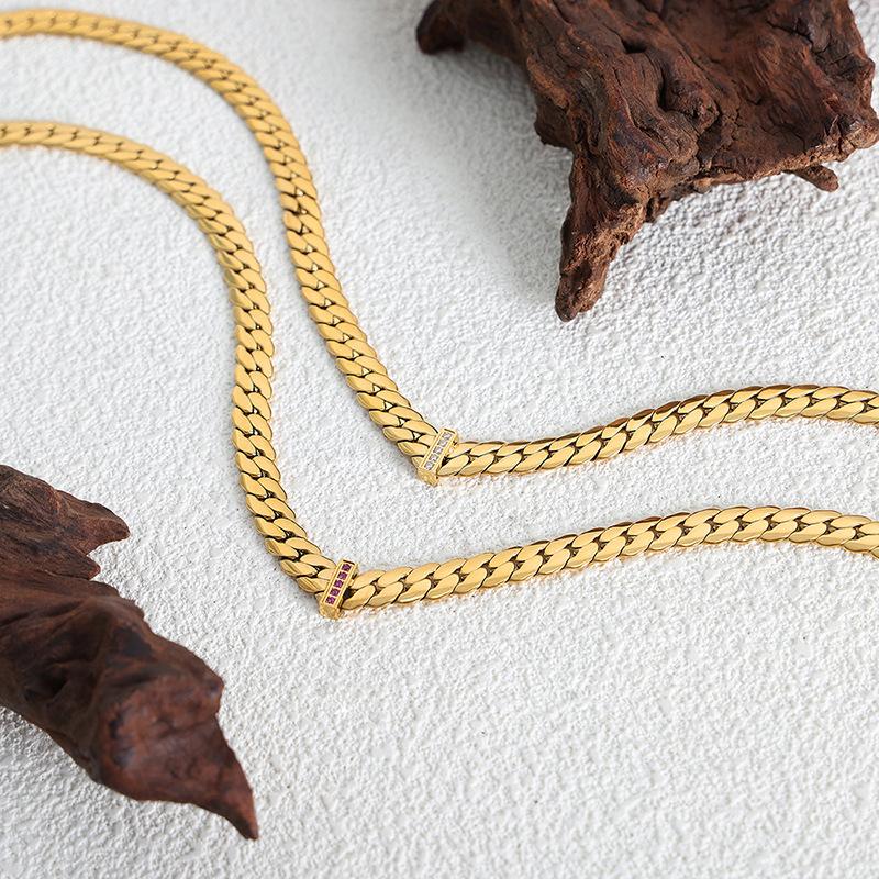 Stal Nierdzewna 316L Naszyjnik Łańcuszkowy Dla Kobiet Pozłacany 18k Inkrustowany Cyrkonem Hip-hopowy Rockowy Styl Grube Naszyjniki