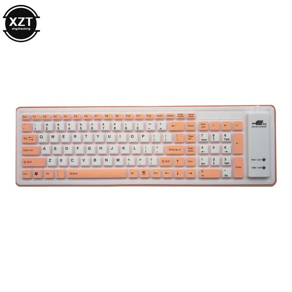 103 Keys Portable Silent Foldable Silicone Keyboard USB Wired Flexible Soft Waterproof Roll Up Silica Gel Keyboard for PC Laptop
