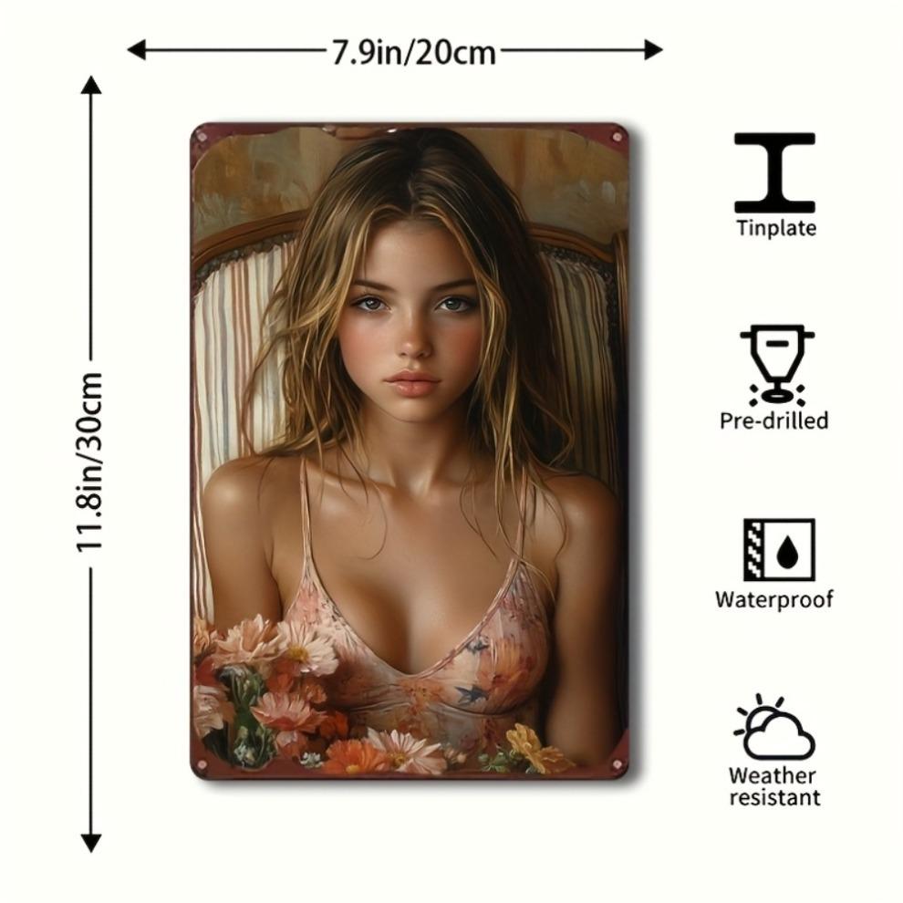 

Metal Tin Sign for Women Vintage Floral Wall Art Durable Wall Decor for BedroomLiving RoomDressing Room No Power Needed 20x30cm