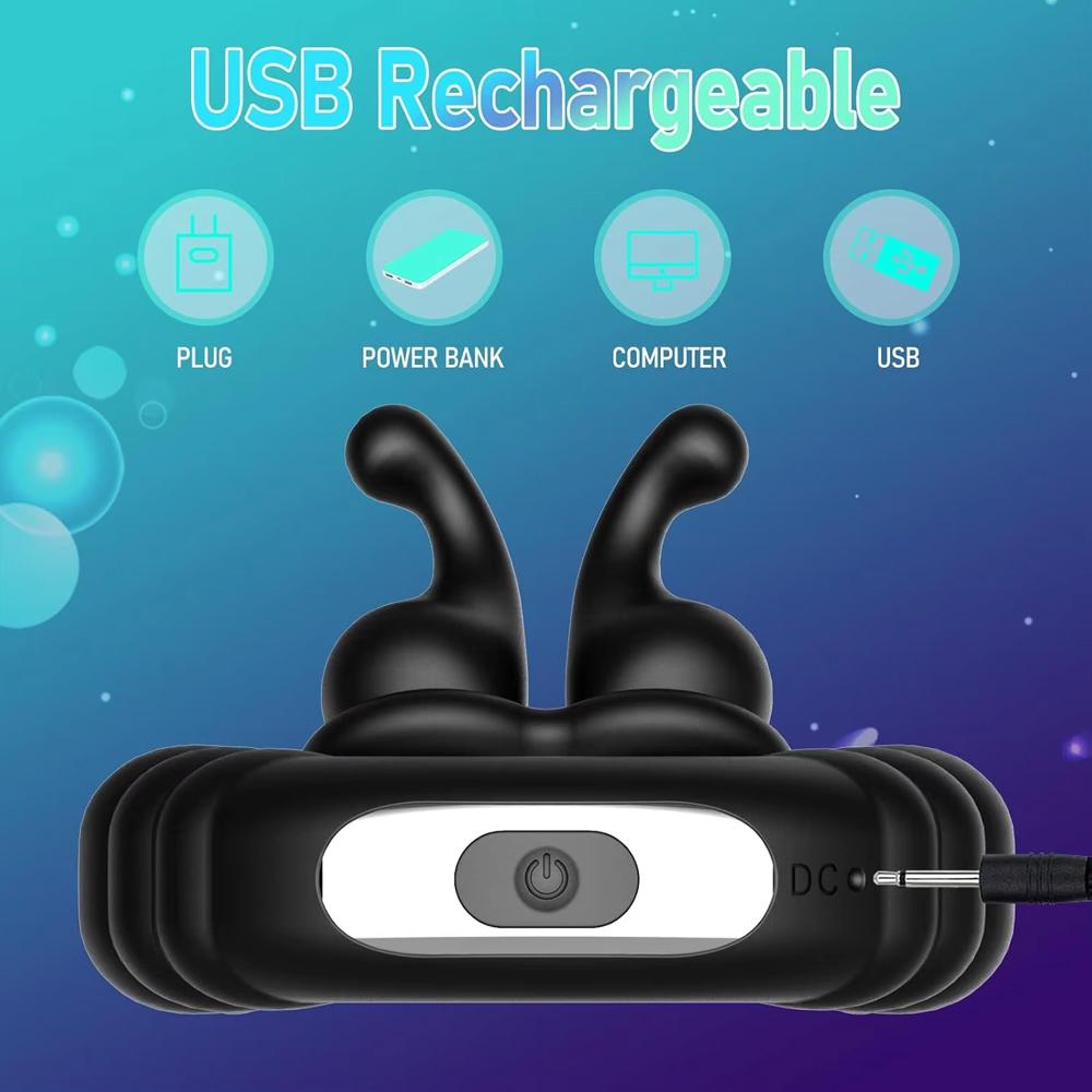 Rechargeable Vibrating Penis Cock Ring Clit Vibrator Sex Toy for Men Couples