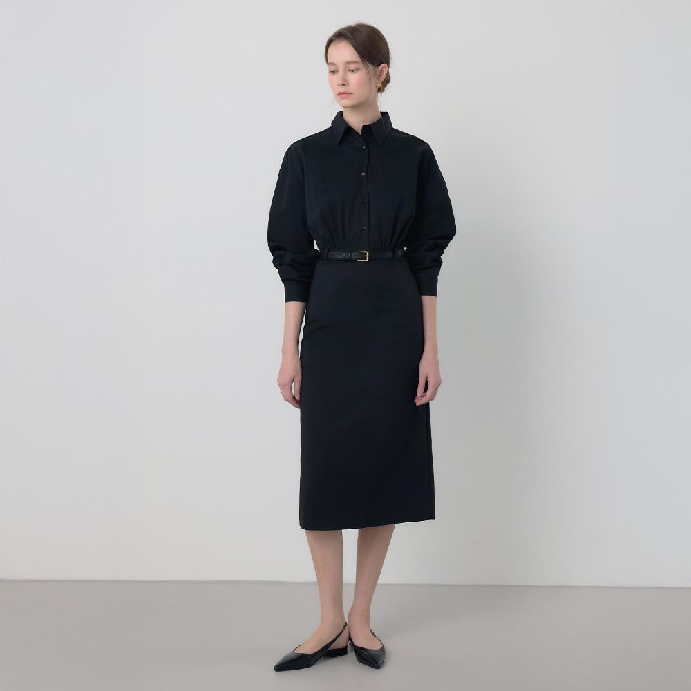 Mommet Ford Collared Shirt Dress Black